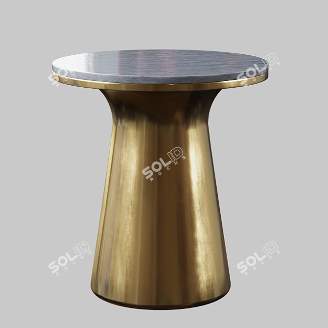 Elegant Marble Pedestal Side Table 3D model image 1