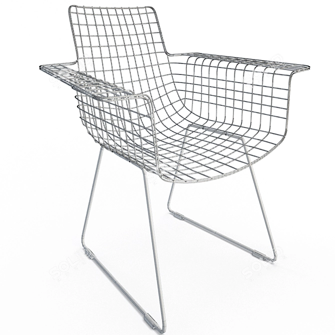 Black Wire Mesh Chair: Modern 3D Metal Furniture 3D model image 2