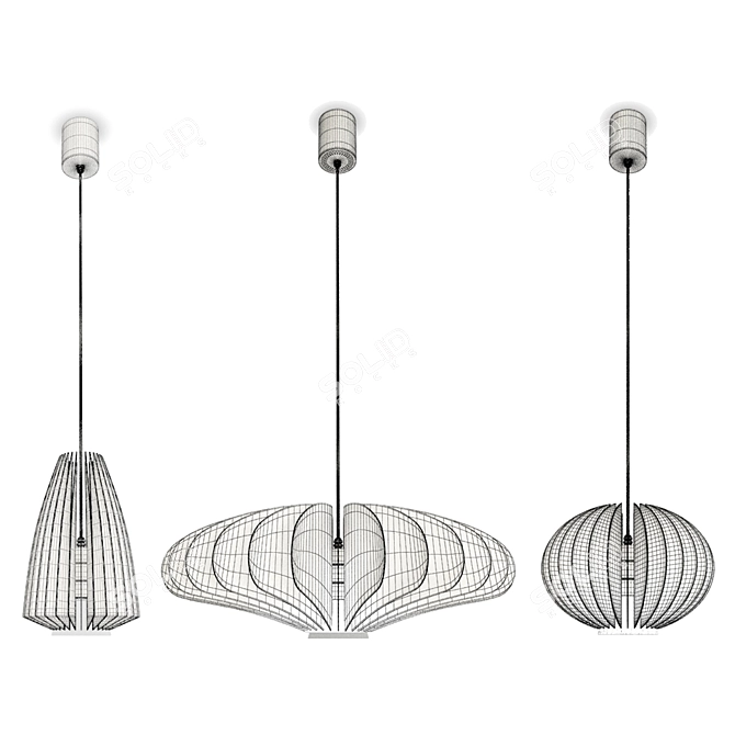 Blume Black Pendant Set: Modern 3D Lighting 3D model image 2