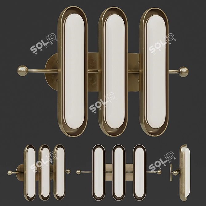 Brass Circuit 3 Wall Sconce 3D model image 1