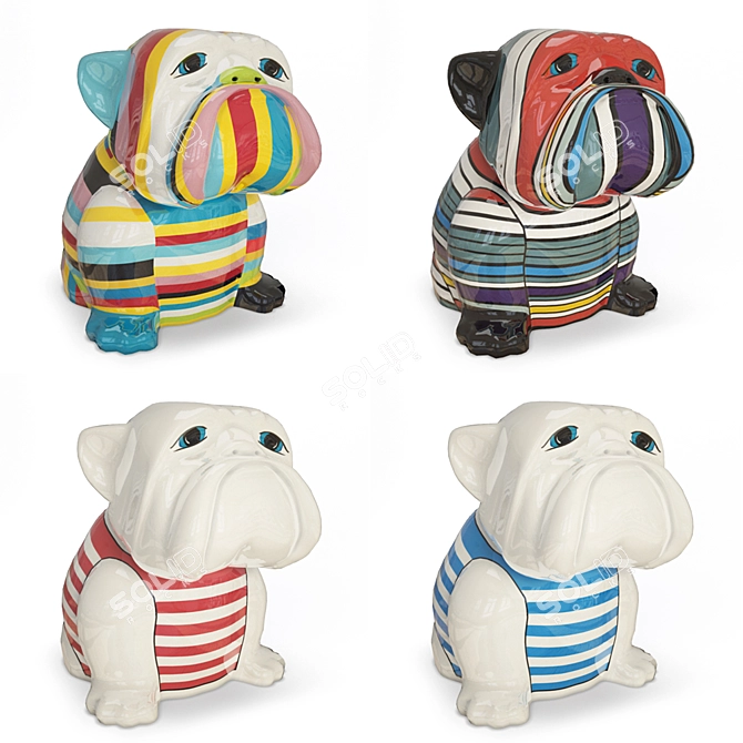 3D Bulldog Sculpture: Vibrant Decor for Your Space 3D model image 1