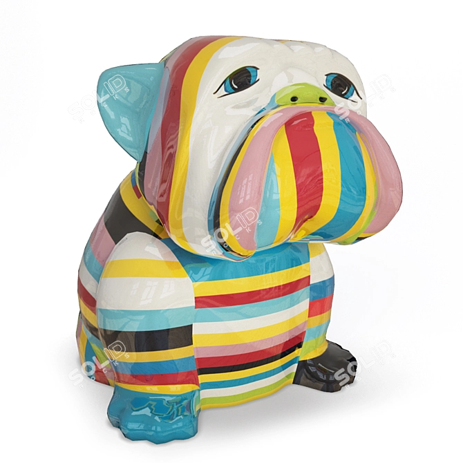 3D Bulldog Sculpture: Vibrant Decor for Your Space 3D model image 2