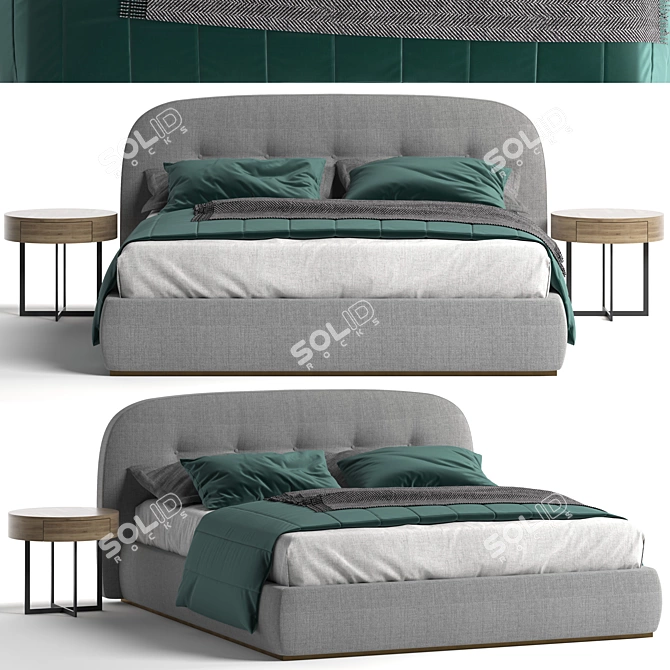 Sophie Contemporary Upholstered Bed 3D model image 1