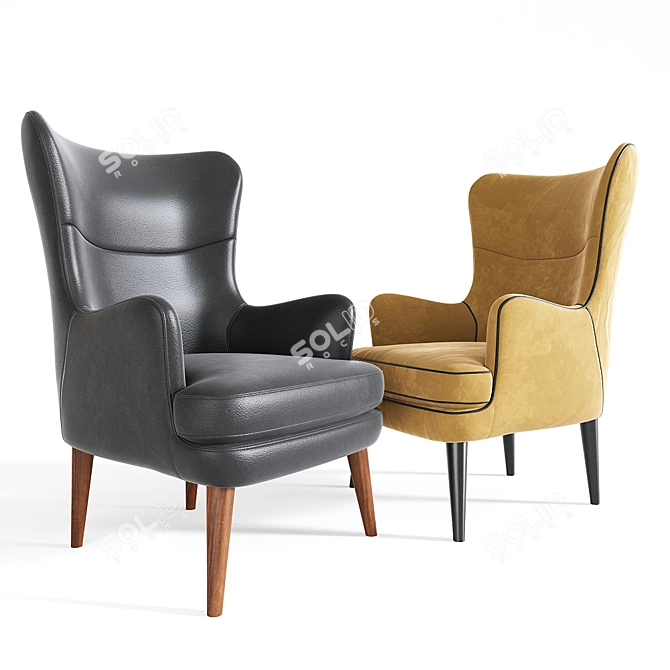 Stylish Teal Greta Armchair 3D model image 2