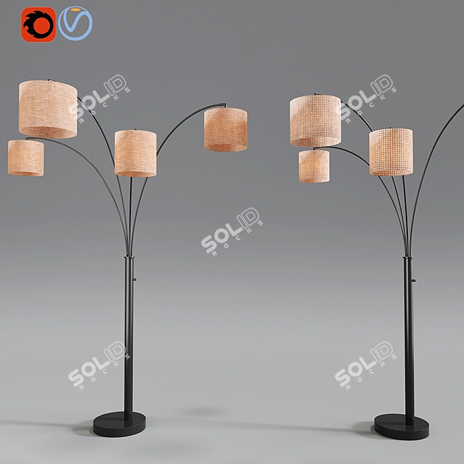 Elegant Antique Bronze Floor Lamp 3D model image 1