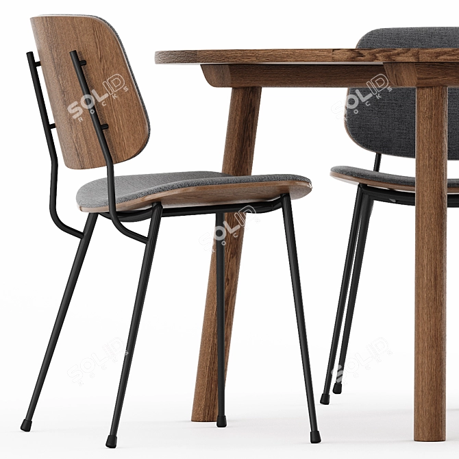 Soborg Steel Base, Taro Table Set 3D model image 2