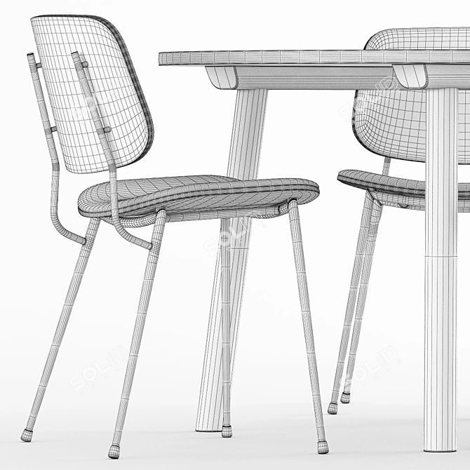 Soborg Steel Base, Taro Table Set 3D model image 3