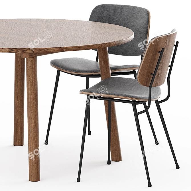 Soborg Steel Base, Taro Table Set 3D model image 4