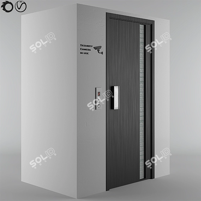 Vintage Glass Elevator Door 3D model image 1