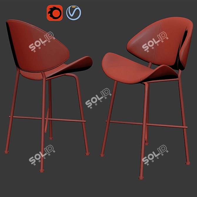 Elegant Cheri Bar Stool 3D model image 3