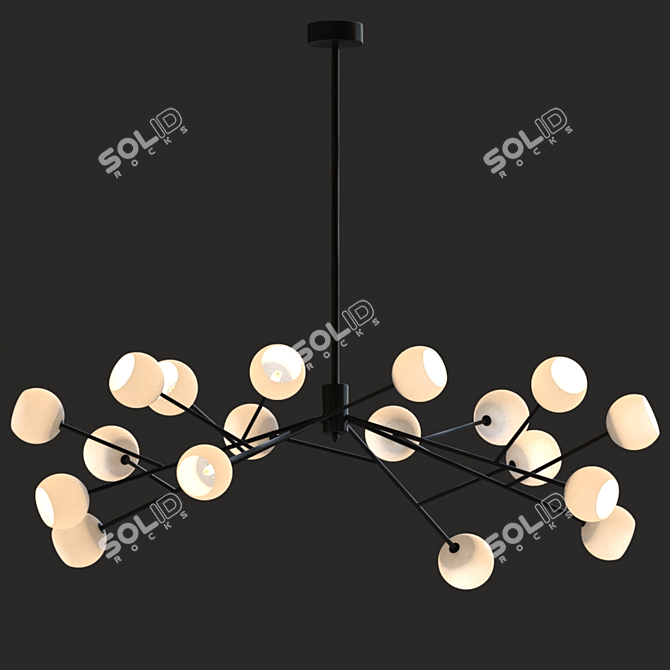 Elegant Noir Glass Pendant 3D model image 2