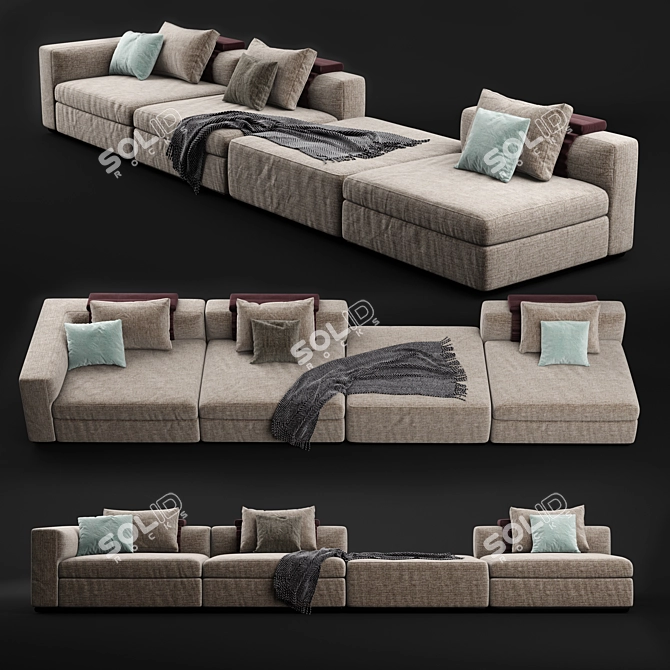 MOLTENI Albert Modular Sofa: Versatile Elegance 3D model image 1