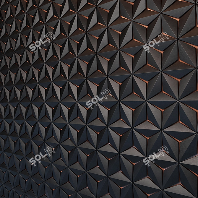 Sleek Black Hexagon 3D Panels 3D model image 2