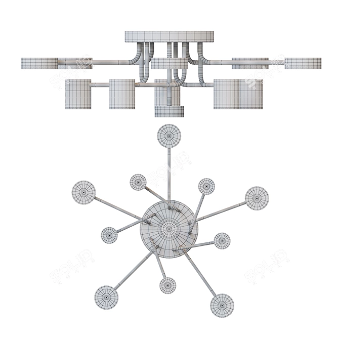 Luxury LED Ceiling Chandelier 3D model image 3