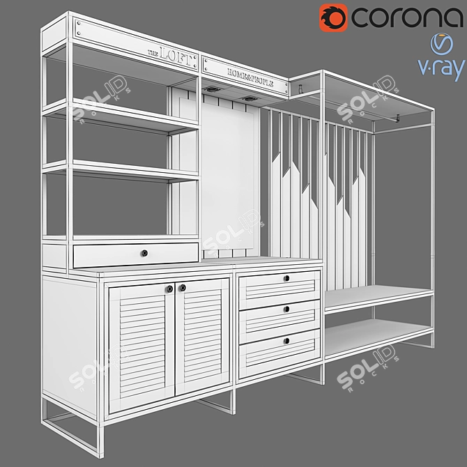 Modern Loft Wardrobe for Home Organization 3D model image 3