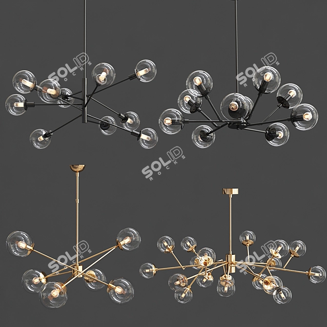 Glamorous Glass Chandelier Collection 3D model image 1