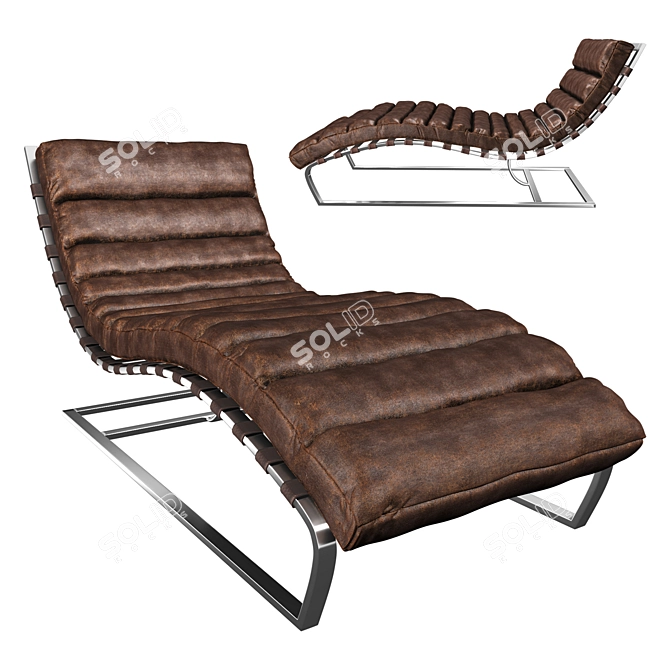 Vintage Leather Lounge Chair by Oviedo 3D model image 1