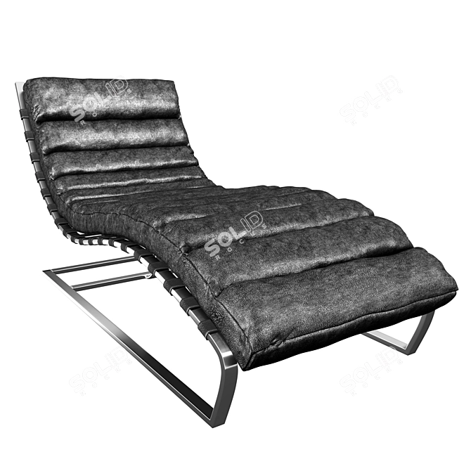 Vintage Leather Lounge Chair by Oviedo 3D model image 2
