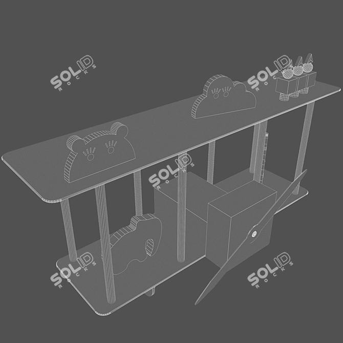 Vintage Bi Plane Shelf 3D model image 2