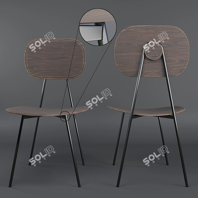 Sleek Technopolymer Chair 3D model image 1