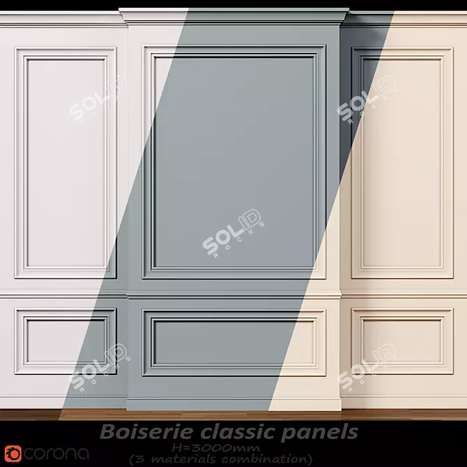 Classic Wall Molding Panels 3D model image 1