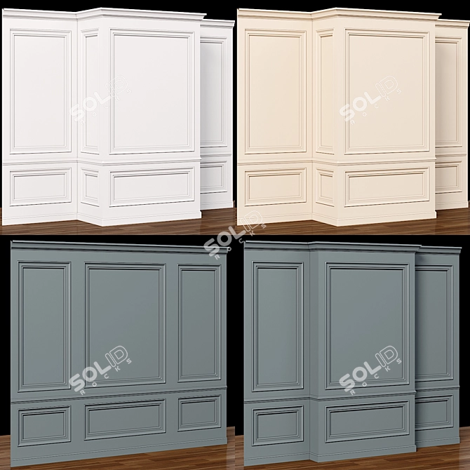 Classic Wall Molding Panels 3D model image 2