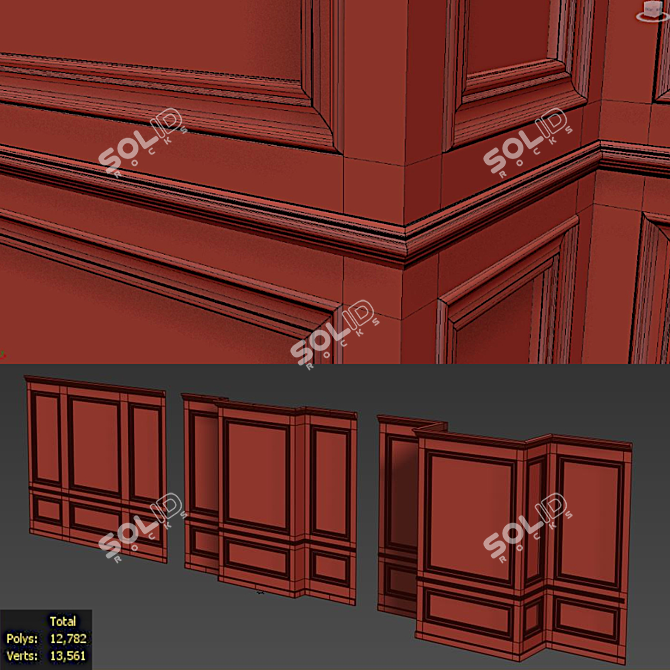 Classic Wall Molding Panels 3D model image 3