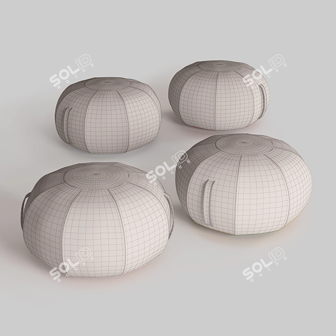 Souk Style Ottoman Poufs in 4 Materials 3D model image 3