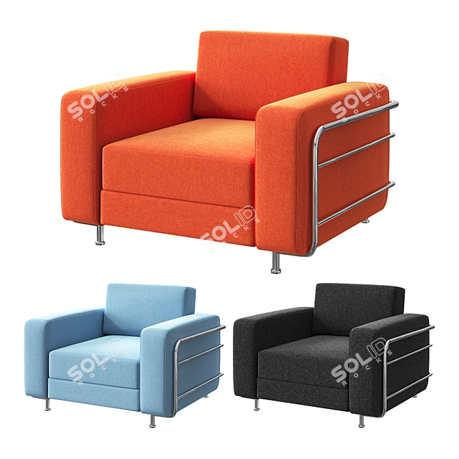 Silver Softline Armchair: Elegant and Comfortable 3D model image 1
