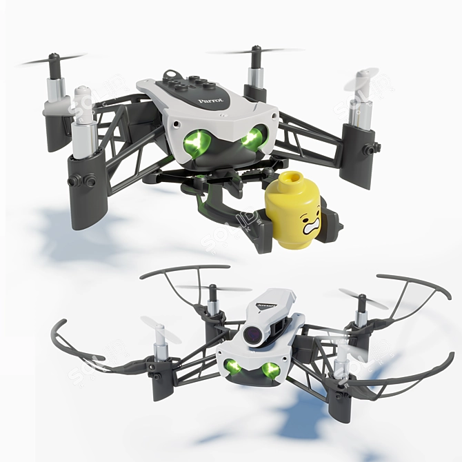 Parrot Mambo Drone Kit: Quadcopter with Camera, Shooting Cannon, and Lego Figure Head 3D model image 1