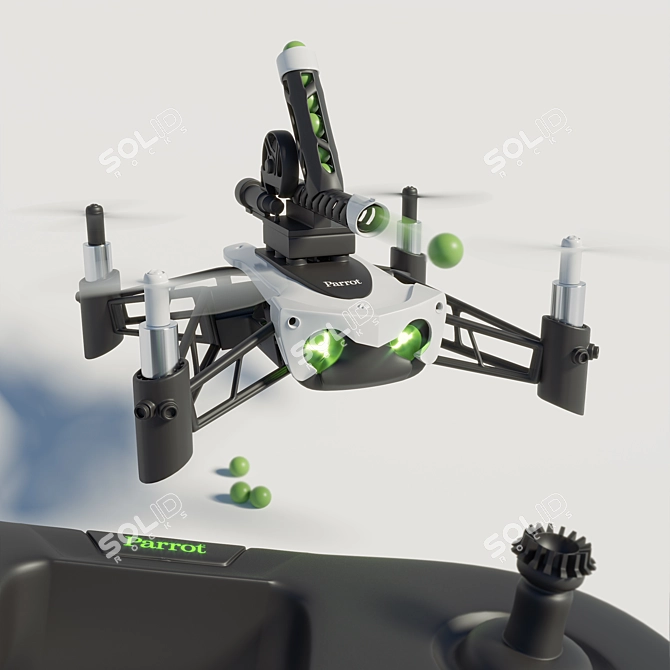 Parrot Mambo Drone Kit: Quadcopter with Camera, Shooting Cannon, and Lego Figure Head 3D model image 2