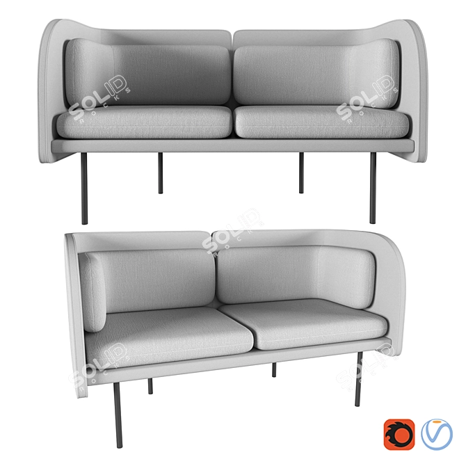 SoundWave Sofa: Modern Acoustic Seating 3D model image 1