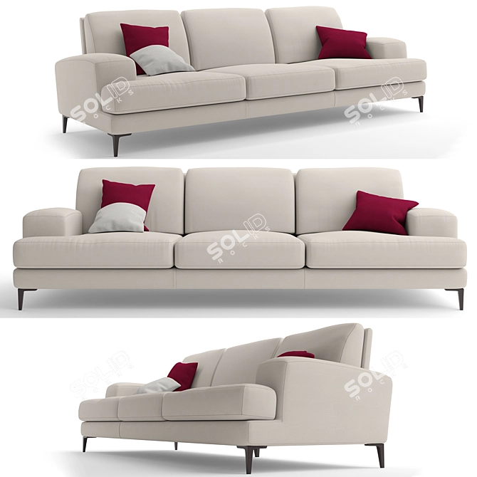 Elegant British Sofa: 2550mm Width, 780mm Height, 950mm Depth 3D model image 1