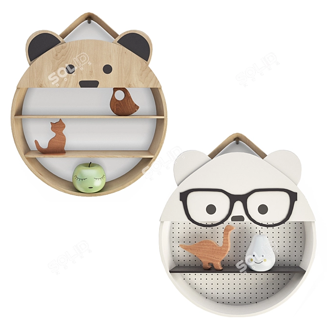 Animal Fantasy Shelves: Adorable 3D Decor 3D model image 1