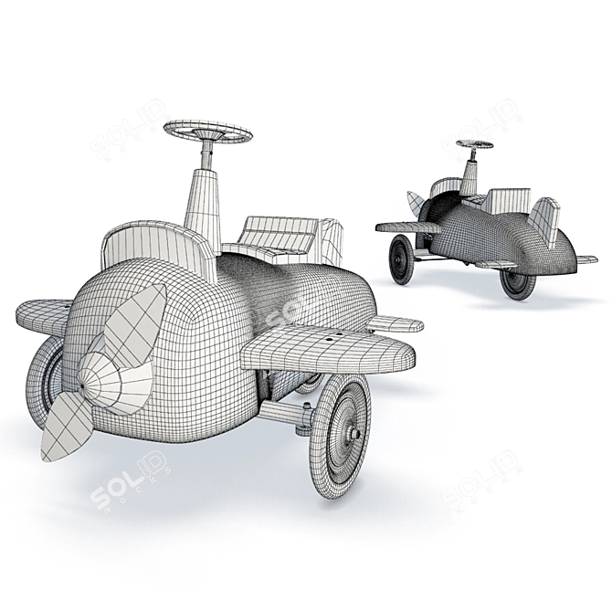 Playful 3D Pedal Airplane for Kids 3D model image 2
