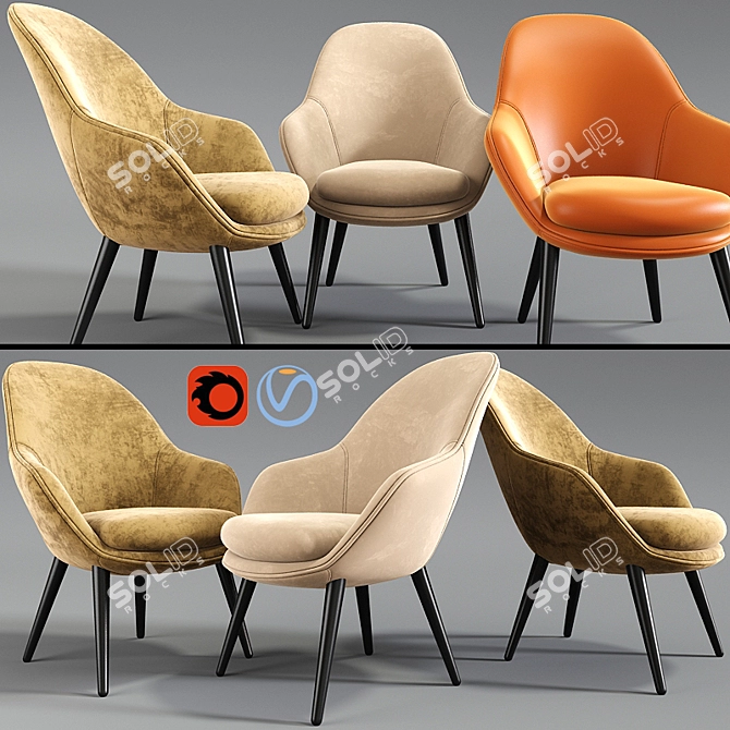 Contemporary Beige Armchair 3D model image 1