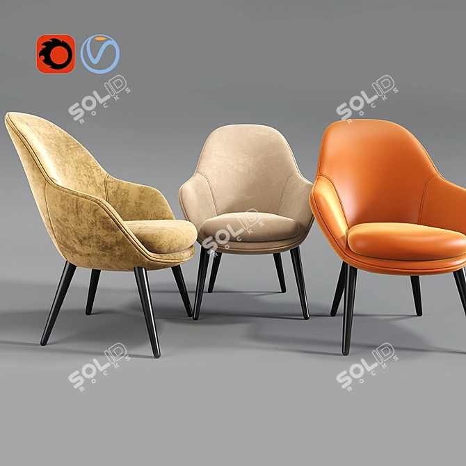 Contemporary Beige Armchair 3D model image 2