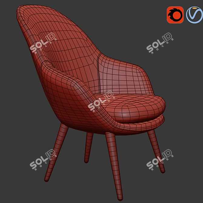Contemporary Beige Armchair 3D model image 3