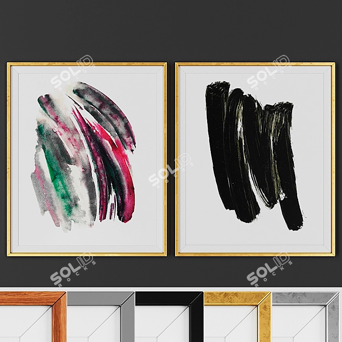 Title: Modern Style Picture Frame Duo (Set of 2) 3D model image 1