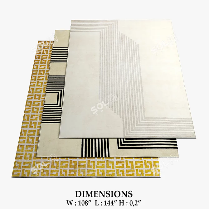 Classic Rugs: Ivory, Ebony, Monteverdi 3D model image 1