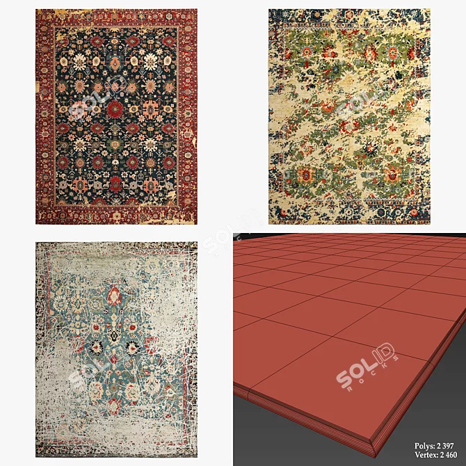 Erased Heritage Bidjar Rugs 3D model image 2