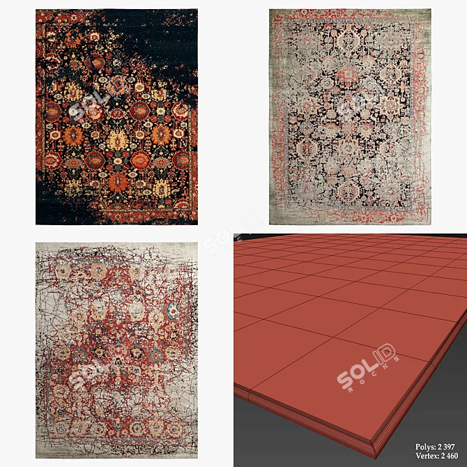 Erased Heritage Bidjar Rugs 3D model image 2