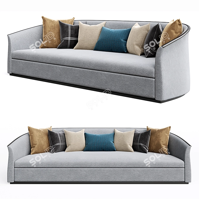 Modern 2-Seater Sofa: 2600mm length, 920mm width, 745mm height 3D model image 1