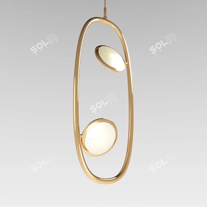 Modern Hoop Gold Pendant Light 3D model image 1