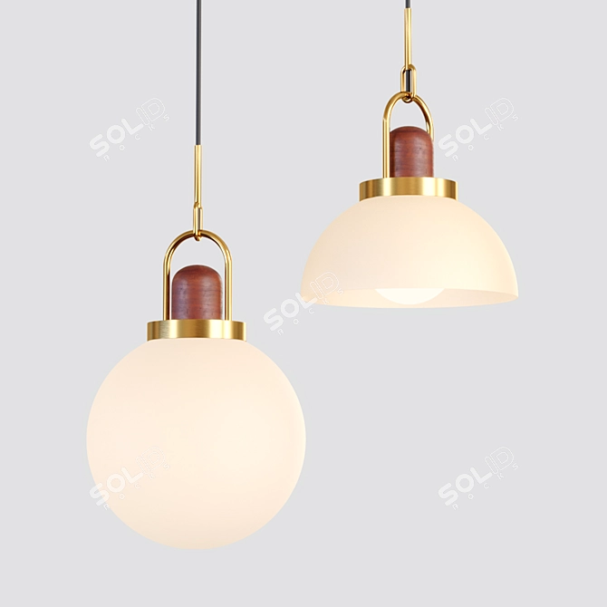 Elegant Glass Pendant Light 3D model image 1