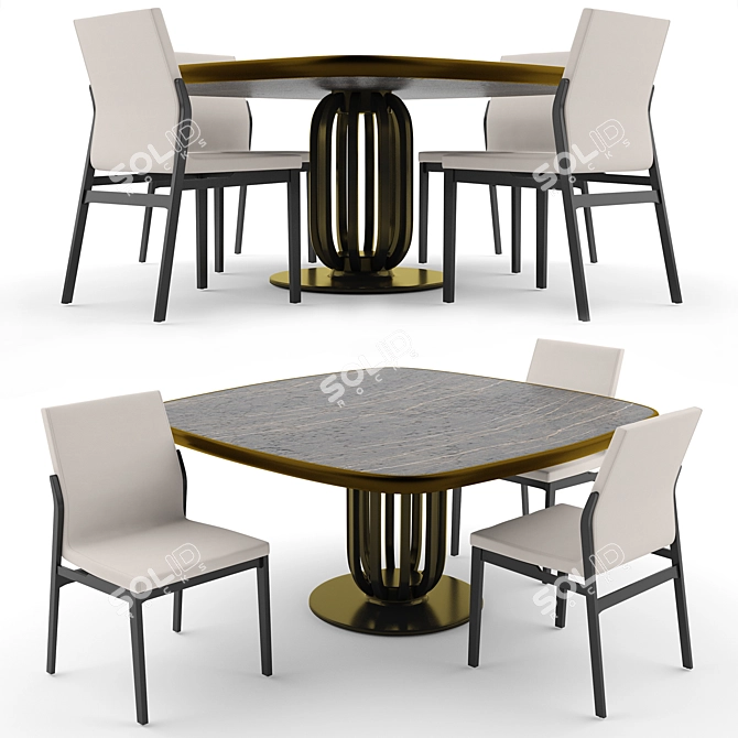 Elegant Cattelan Italia Chair & Ceramic Table 3D model image 1