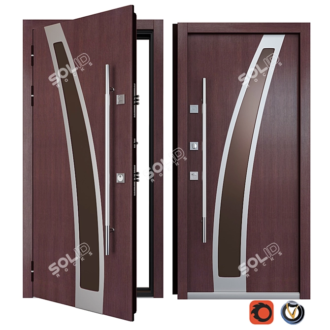 Sleek Inox S-14 Metal Door 3D model image 1