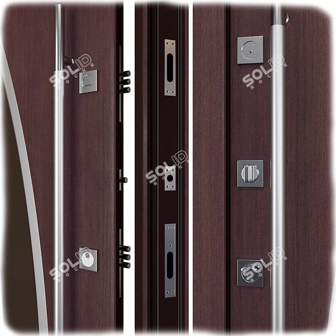 Sleek Inox S-14 Metal Door 3D model image 2