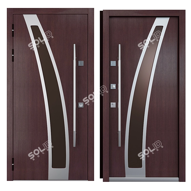 Sleek Inox S-14 Metal Door 3D model image 3
