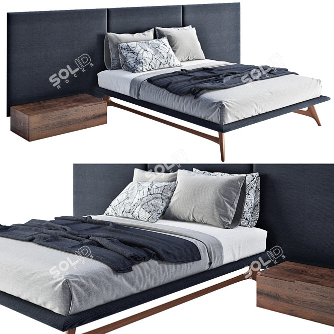 Contemporary Bolzan Bed: SMILE Collection 3D model image 1